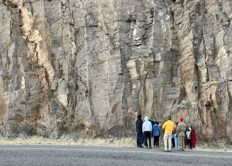 Students Looking At An Outcrop